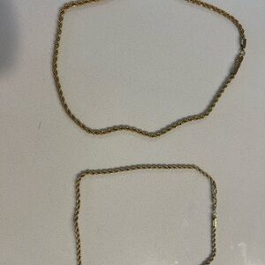 Gold-Tone Men's Chain Necklace and Bracelet Set